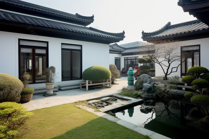 典雅中式建筑住宅院墅内景,高清,摄影图,摄影图片,图片大全,摄影图免费下载